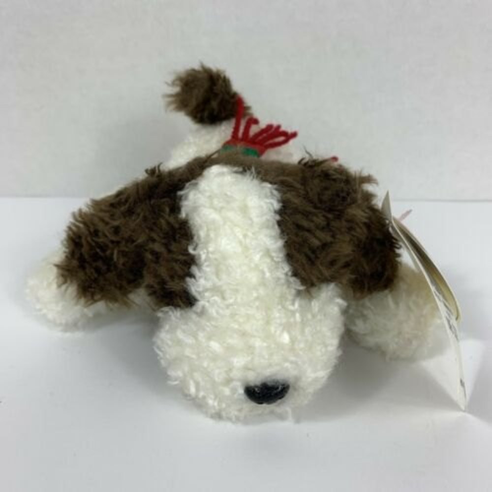 Charter Club Soft Laying Black & White Christmas Dog Plush w/ Scarf Ear Warmers
